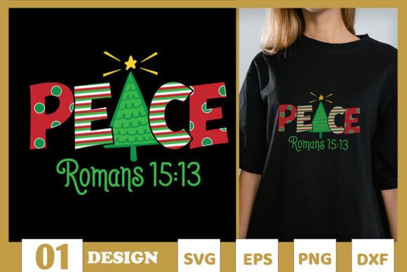 Peace Xmas Christian Sublimation SVG: Festive Graphics for T-Shirt Designs & Marketing Visuals