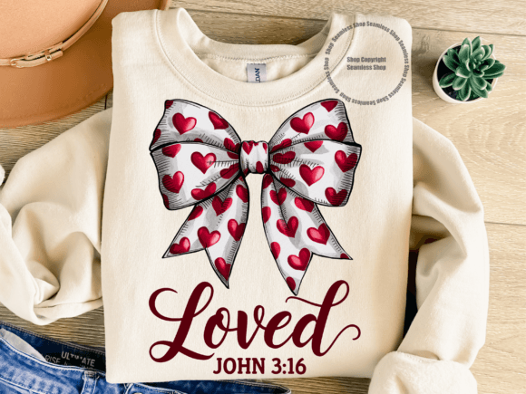 Valentine Heart Bow Christian Love PNG for T-Shirt Designs & Graphics